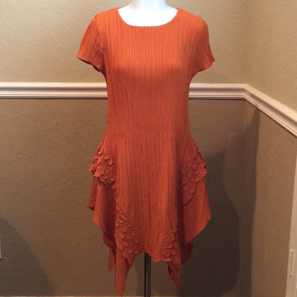 NWT Orange Pleated Dress
